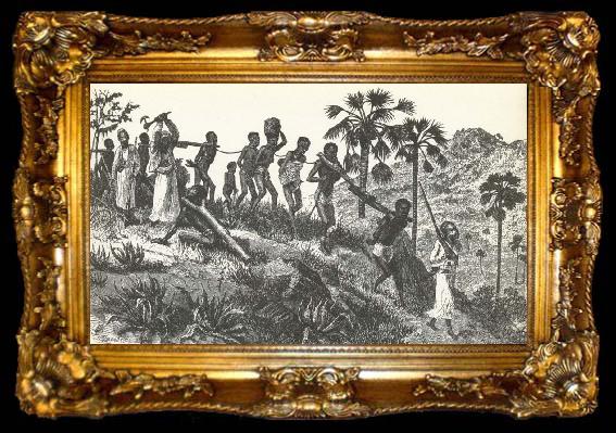 framed  unknow artist Okade wide each other drove African slave to slavmarknaden, ta009-2